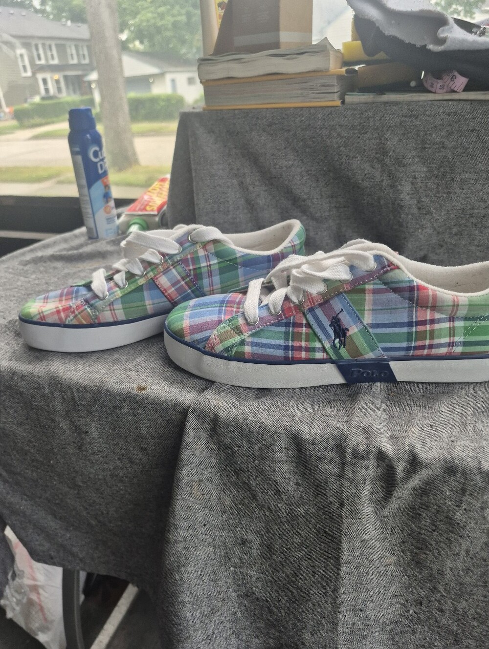 Polo by Ralph Lauren Kids Plaid Canvas Sneakers in Pastel Multicolor